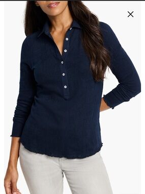 Nic+Zoe Lace Knit Collared Top Lace Knit Collared Top in Navy 1X